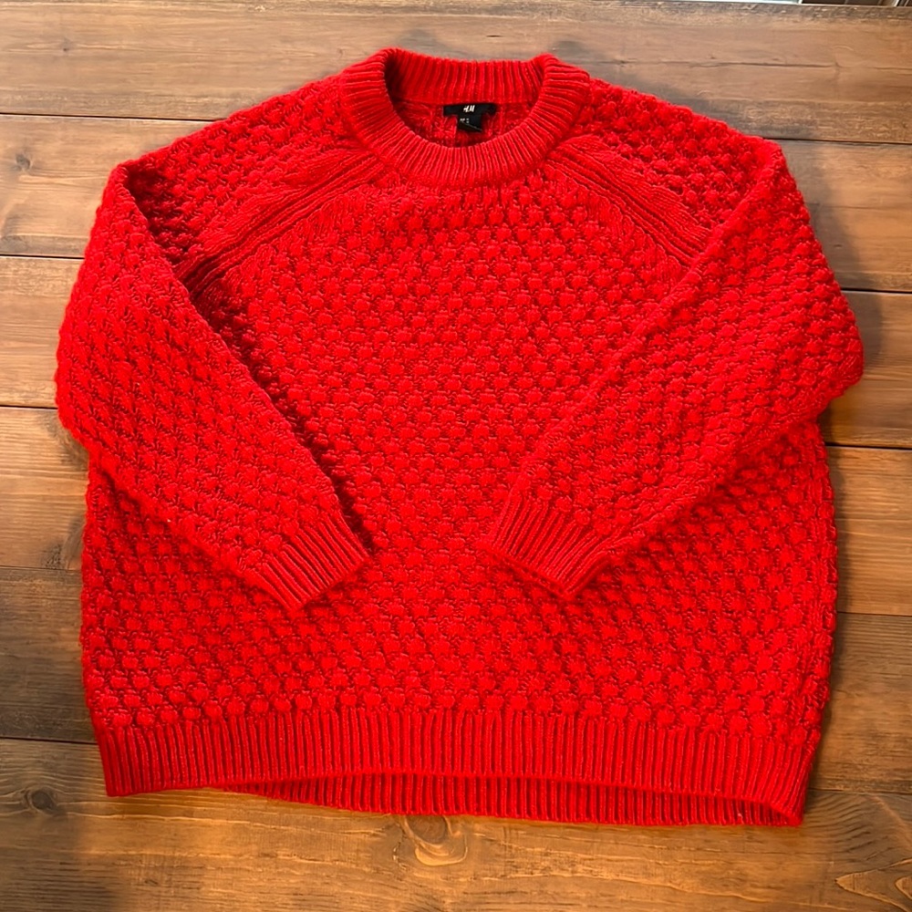 Oversized Red Knit H&M Sweater